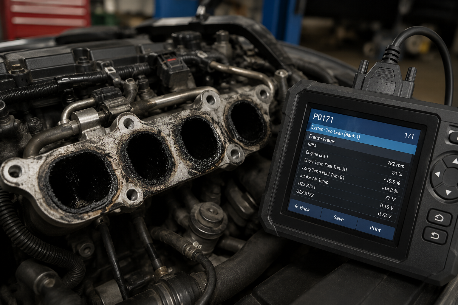 Engine diagnostics in a workshop setting