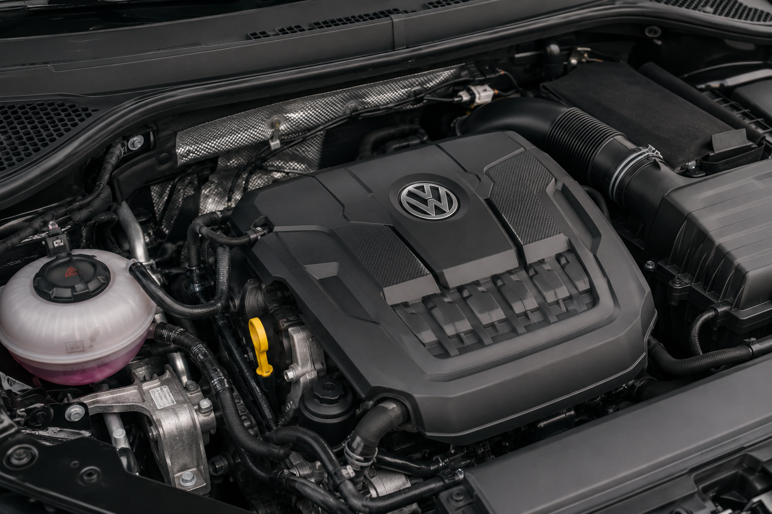 Tidy VW engine bay close up