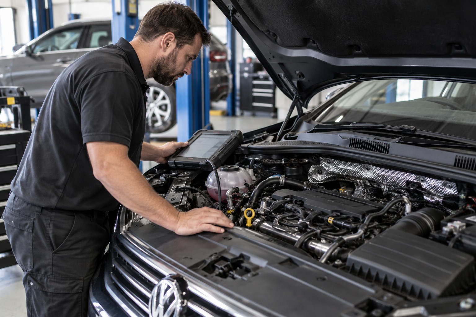 A mechanic investigates the cause of recurring DPF blockage